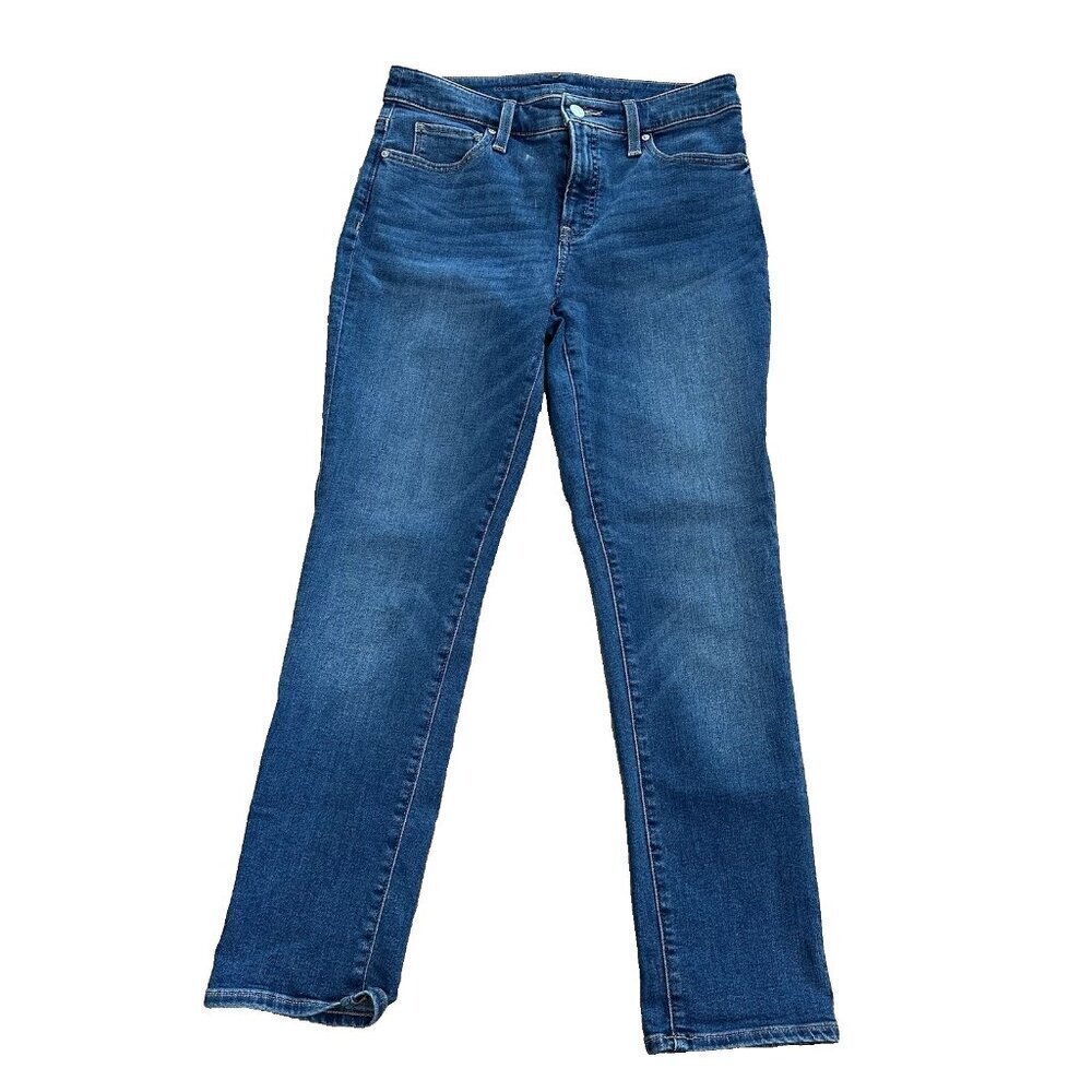 Chico's Women's 2 So Slimming Girlfriend Slim Leg Crop Blue Denim Mid-Rise Jeans